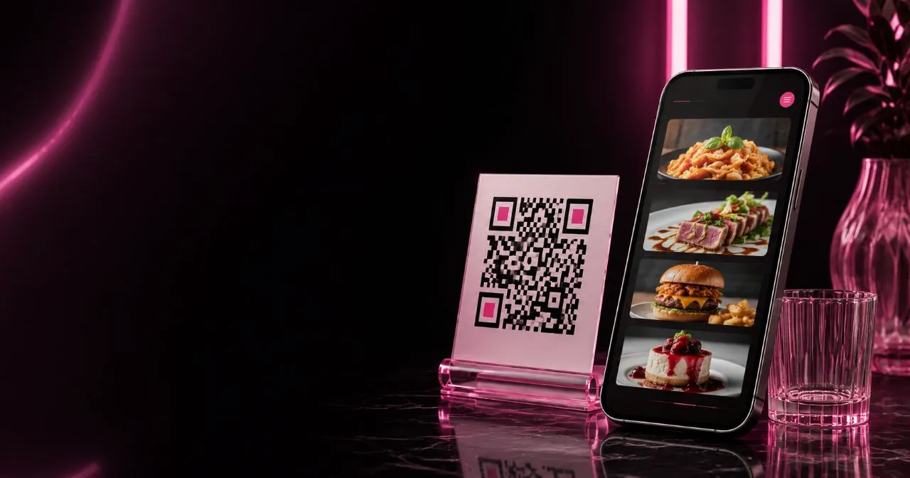 Menu QR di Manji su un telefono accanto al QR da tavolo