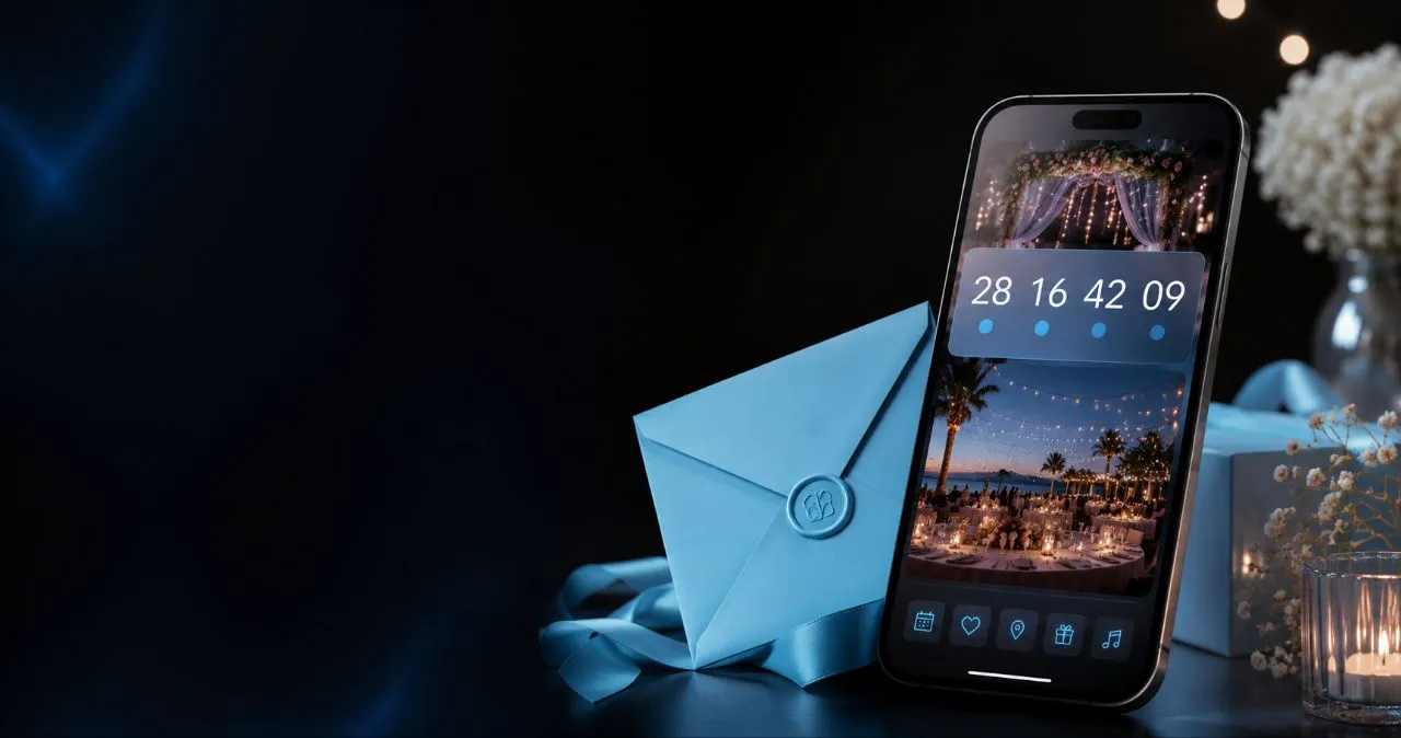Invito digitale di Muni con il conto alla rovescia su un telefono